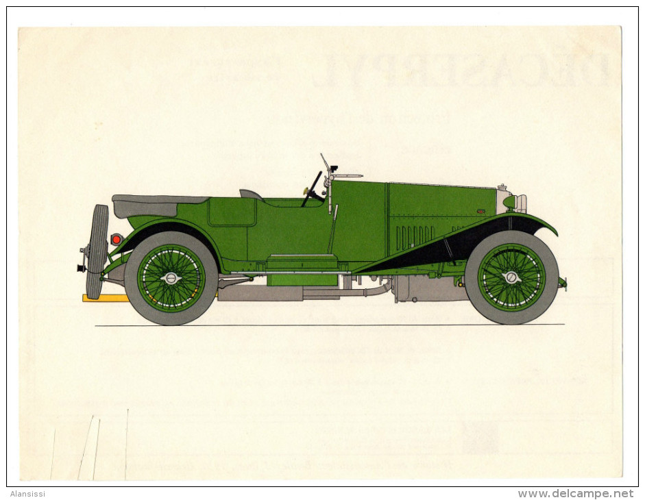 VOITURE GRAVURE SERIE HISTOIRE DE L´AUTOMOBILE   BENTLEY 3 LITRES  1926  GRANDE-BRETAGNE - Collections