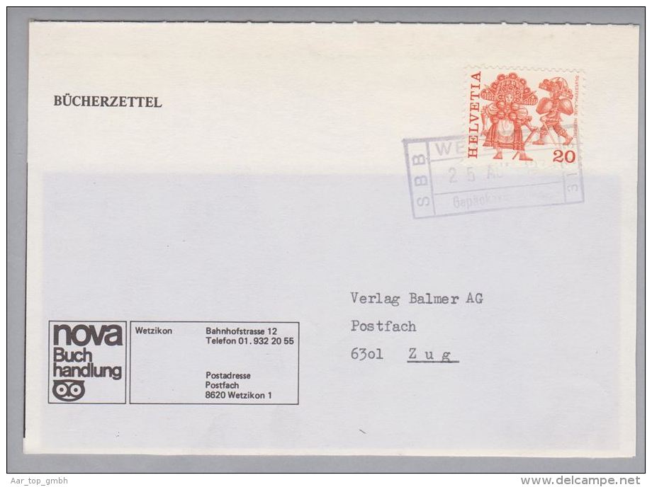 Heimat ZH Wetzikon 1978-08-25  Bahnstationsstempel Auf Bücherzettel - Storia Postale