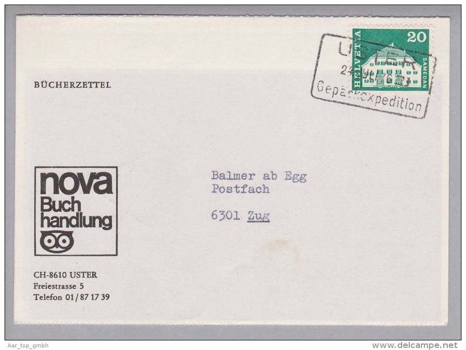 Heimat ZH Uster 1976-07-27  Bahnstationsstempel Auf Bücherzettel - Lettres & Documents