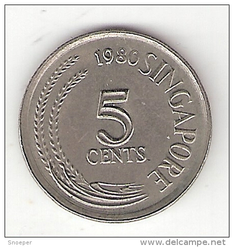 Singapore 5 Cents 1980 Km 2    Unc - Singapore