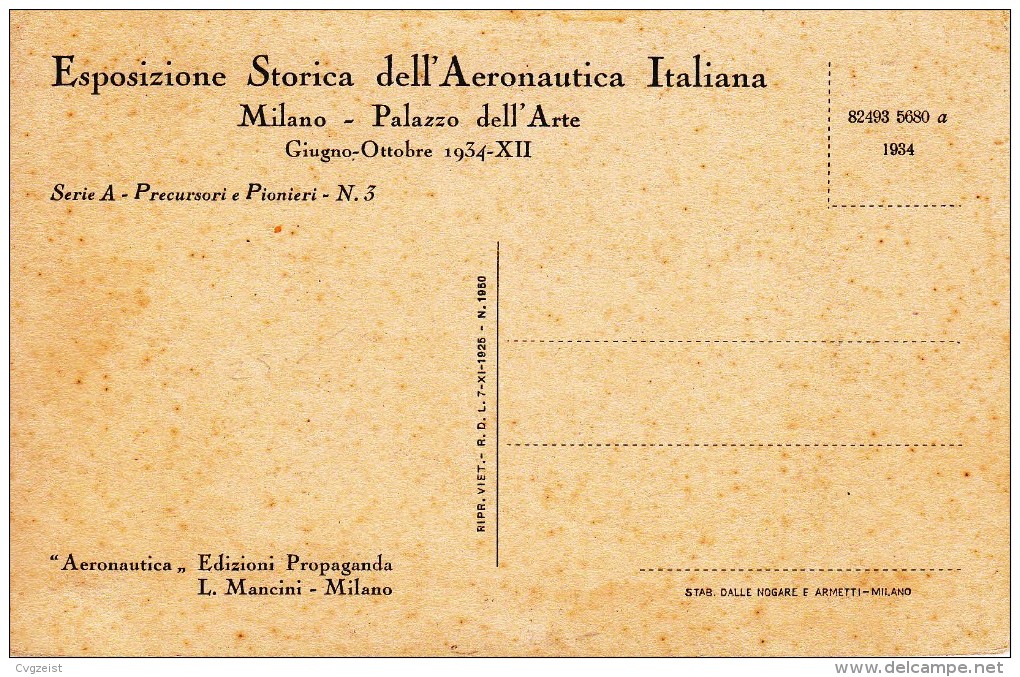 Esposizione Storica Dell'Aeronautica Italiana Milano - Palazzo Dell' Arte Giugno-Ottobre 1934 - Milano