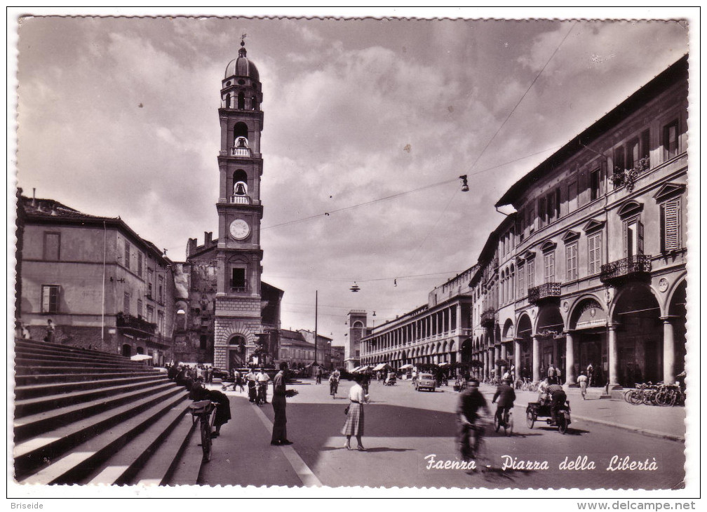 FAENZA RAVENNA PIAZZA DELLA LIBERTA´ F/G LUCIDO VIAGGIATA 1958 - Faenza