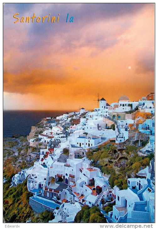 Santorini, Greece UK Postcard Used Posted To UK 2008 TURKEY Meter - Greece