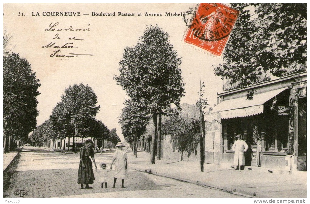 LA COURNEUVE - Boulevard Pasteur Et Avenue Michel ... -1913 - - Autres & Non Classés