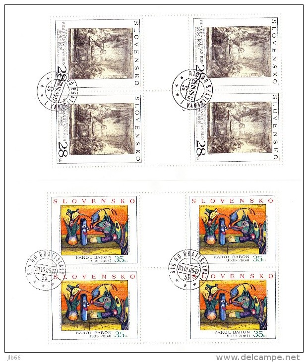 2 Blocs De 4 Timbres Art 2005 Oblitérés YT 453/454  / 2 Sheets Art 2005 Used Mi 523/524 - Blocchi & Foglietti