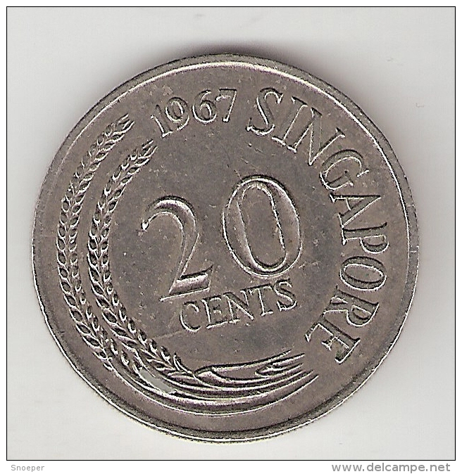 Singapore 20 Cents 1967 Km 4  Xf+ - Singapour