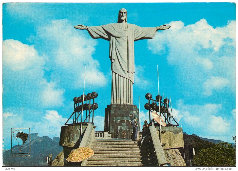 Cristo Redentor, Rio De Janeiro RJ, Brazil Brasil Postcard Used Posted To UK 1985 Meter - Rio De Janeiro