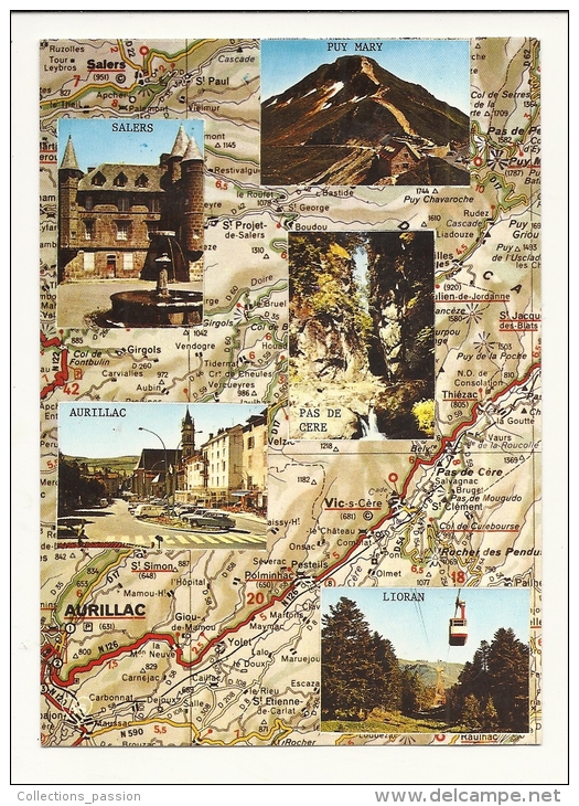 Cp, Carte Géographique, Haute Auvergne - Carte Geografiche