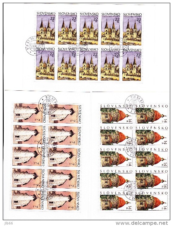 3 Blocs De 10 Timbres (église, Rotonde,...) 2002  YT 378/380 Oblitéré/  Sheet Church Used  Mi 437/439 - Blocs-feuillets