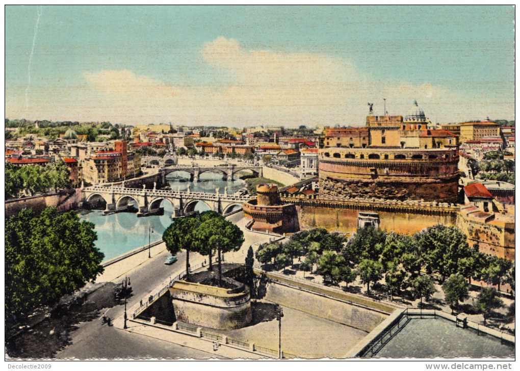 P4438 Roma Panorama Tevere E Castel S Angelo I Italy  Front/back Image - Multi-vues, Vues Panoramiques