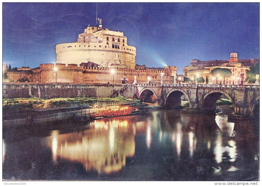 P4756 Roma Italy Ponte E Castel S Angelo  Front/back Image - Castel Sant'Angelo