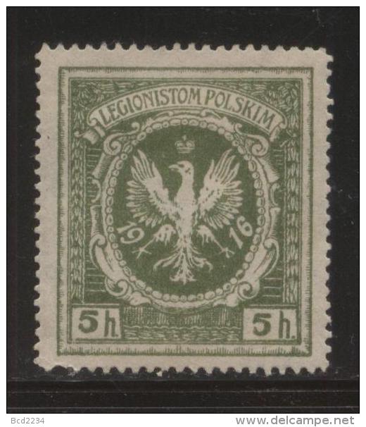 POLAND 1916 POLISH WORLD WAR 1 LEGIONS AUSTRIAN ARMY 5H OLIVE GREEN PERFORATE HM TYPE 1 3 TALONS LEFT FOOT EAGLE - Variétés & Curiosités