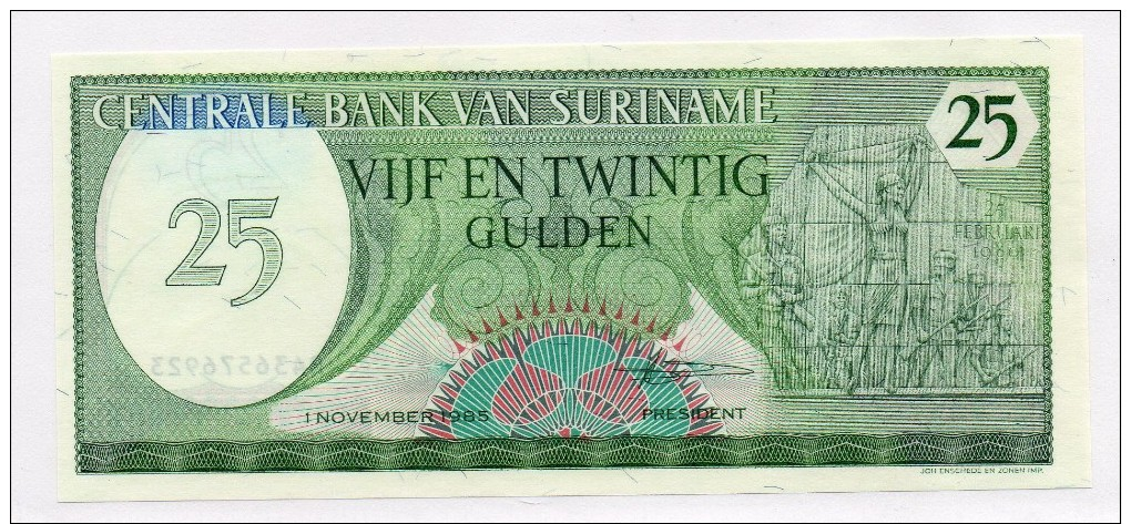 Banconota FDS Suriname Da 25 Gulden Del 1985 - Suriname