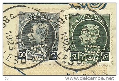 211+216 Op Mandat Met Stempel BRUXELLES, Met Firmaperforatie (perfin) "A.D.C." Van Adolphe DELHAIZE & Cie - 1921-1925 Small Montenez