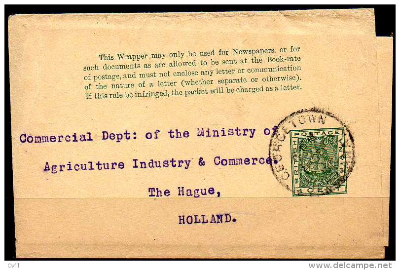 BRITISH GUIANA 1886. ENTIRE WRAPPER Of 1 CENT To THE HAGUE, HOLLAND - British Guiana (...-1966)