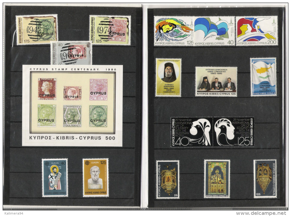 TIMBRES  NEUFS  DE  CHYPRE  /  CYPRUS  STAMPS  1980  ( Mint ) /  16  Timbres + Bloc-feuillet Spécial  ( état Luxe ) - Unused Stamps