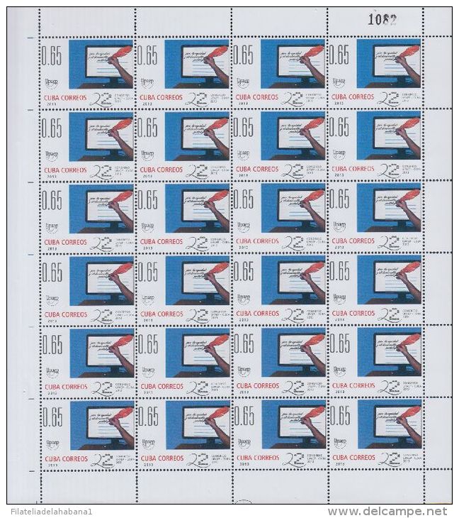 2013-H-108 CUBA MNH. 22 CONGRESO DE LA UPAEP. - Blocs-feuillets