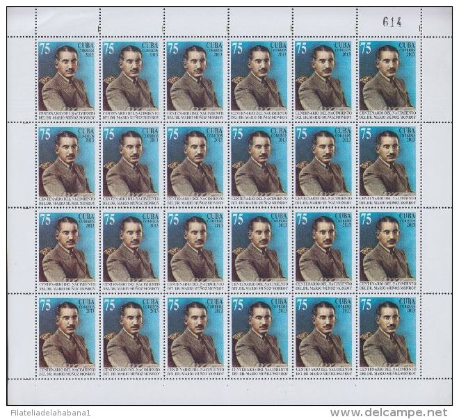 2013-H-112 CUBA MNH. CENTENARIO DEL NATALICIO Dr MARIO MUÑOZ MONROY. MEDICINE. - Blocks & Sheetlets