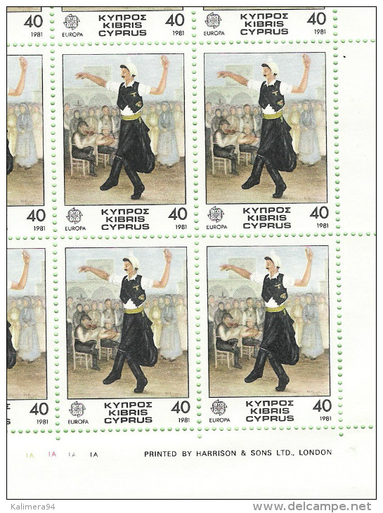 TIMBRES  NEUFS  DE  CHYPRE  /  CYPRUS  STAMPS  /  EUROPA  1981  ( Danses Folkloriques ) /  2 Planches , Soit 20 Paires - Unused Stamps