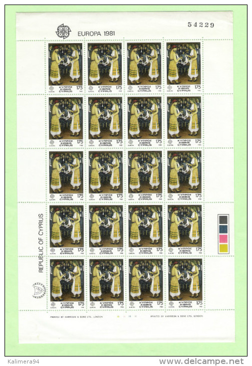 TIMBRES  NEUFS  DE  CHYPRE  /  CYPRUS  STAMPS  /  EUROPA  1981  ( Danses Folkloriques ) /  2 Planches , Soit 20 Paires - Unused Stamps