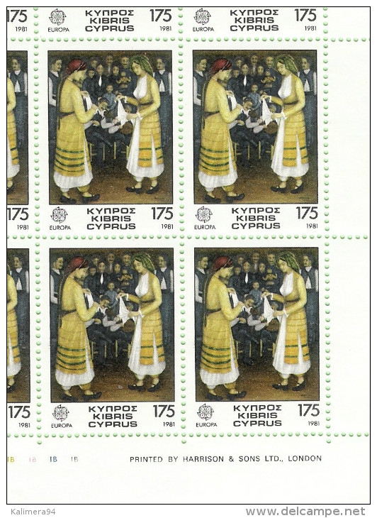 TIMBRES  NEUFS  DE  CHYPRE  /  CYPRUS  STAMPS  /  EUROPA  1981  ( Danses Folkloriques ) /  2 Planches , Soit 20 Paires - Unused Stamps
