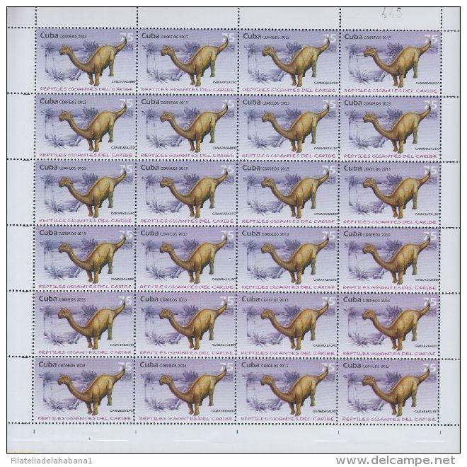 2013-H-122 CUBA MNH. DINOSAURIOS, DINOSAURS. PALEONTOLOGÍA, PALAEONTOLOGY. REPTILES, SAURIUS. - Blokken & Velletjes