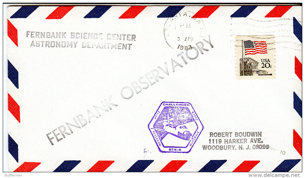 SPACE - USA - 1983-  FERNBACK OBSERVATORY    STS 6  SHUTTLE COVER    WITH  ATLANTA    POSTMARK * - United States