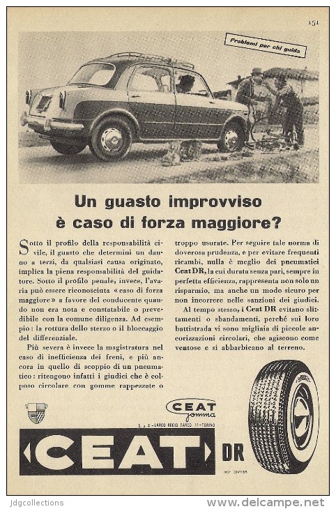 # CEAT Tyres 1950s Fiat 1100 Car Tires Italy Advert Pubblicità Reklame Pneumatici Pneus Reifen Neumaticos India Mumbai - Altri & Non Classificati