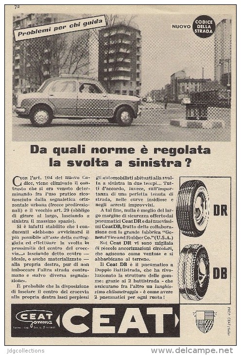 # CEAT Tyres 1950s Fiat 1100 Car Tires Italy Advert Pubblicità Reklame Pneumatici Pneus Reifen Neumaticos India Mumbai - Altri & Non Classificati