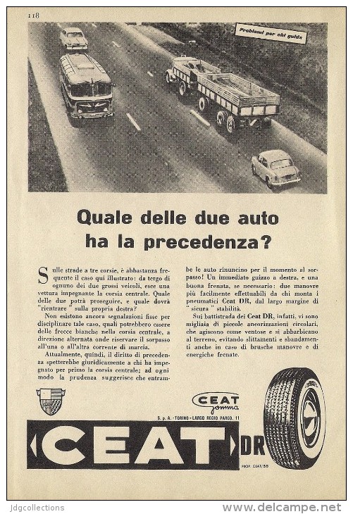 # CEAT Tyres 1950s Car Tires Italy Advert Pub Pubblicità Reklame Pneumatici Pneus Reifen Neumaticos India Mumbai - Altri & Non Classificati