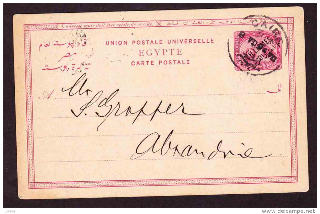 Egypt - Carte Postale - Post Card - 1907 - To Alexandria - 3 Milliemes Overprinted On 5 - 1866-1914 Khédivat D'Égypte