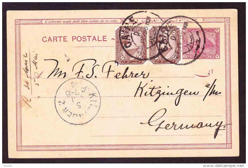 Egypt - Carte Postale - Post Card - 1896 - To Germany - 3 Milliemes Uprated To 5 - 1866-1914 Khedivato De Egipto
