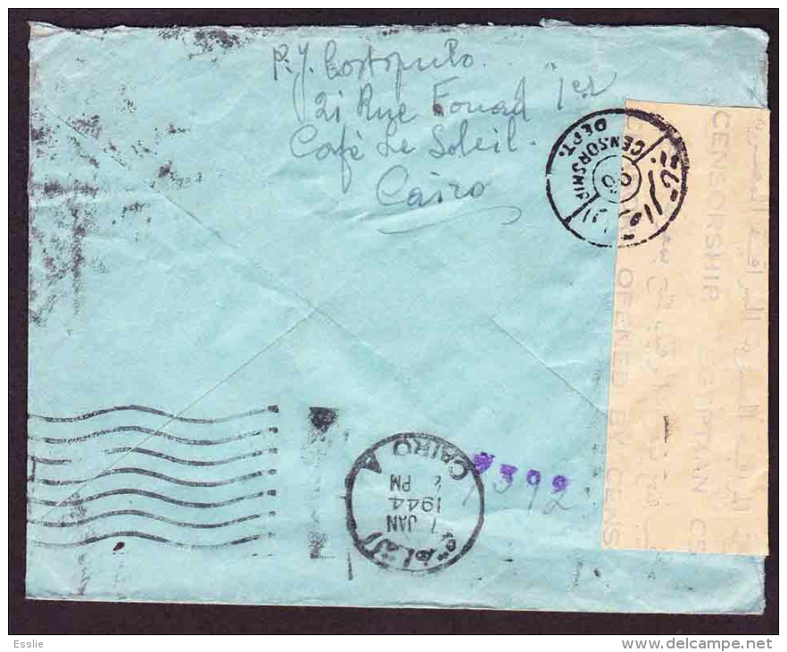 Egypt On Cover To South Afica Opened By Egyptian Censor In Cairo - 1944 - Lettres & Documents