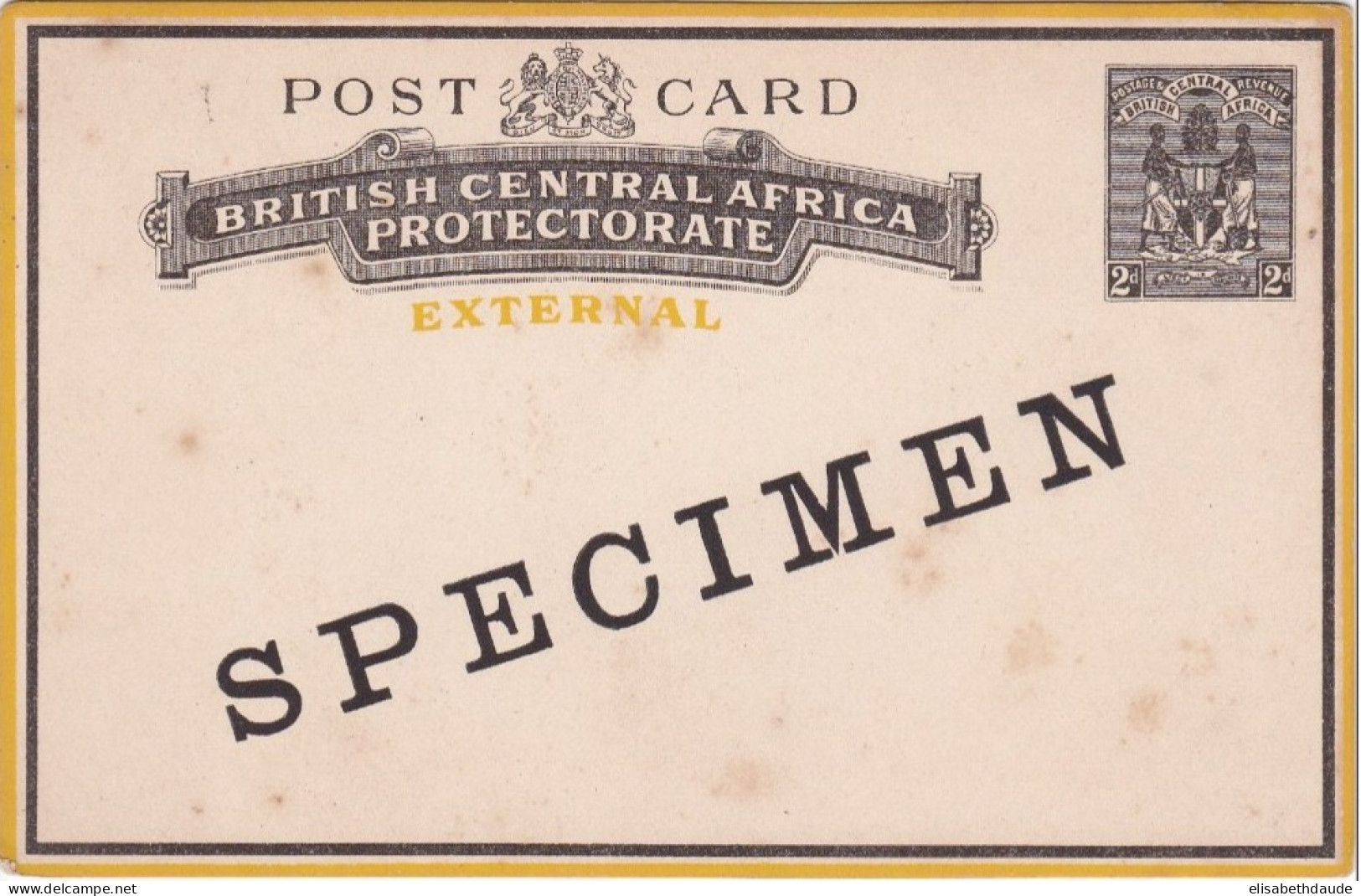 BRITISH CENTRAL AFRICA - CARTE POSTALE ENTIER SURCHARGEE "SPECIMEN" - Nyassaland (1907-1953)