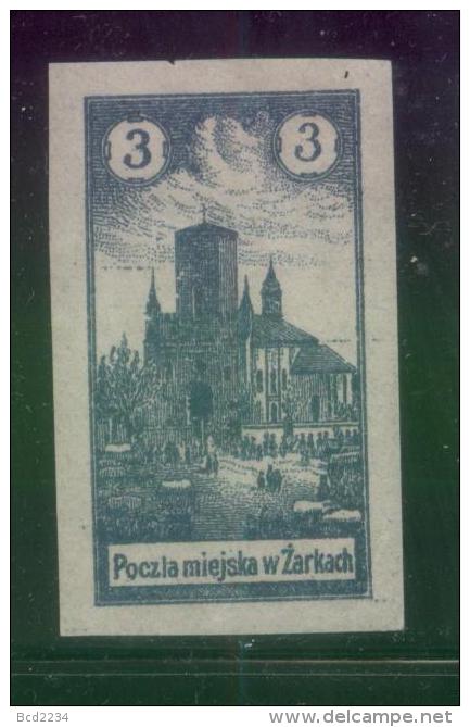 POLAND 1918 ZARKI LOCAL PROVISIONALS 1ST SERIES IMPERF 3H GREY-BLUE IMPERF FORGERY HM (*) - Ungebraucht