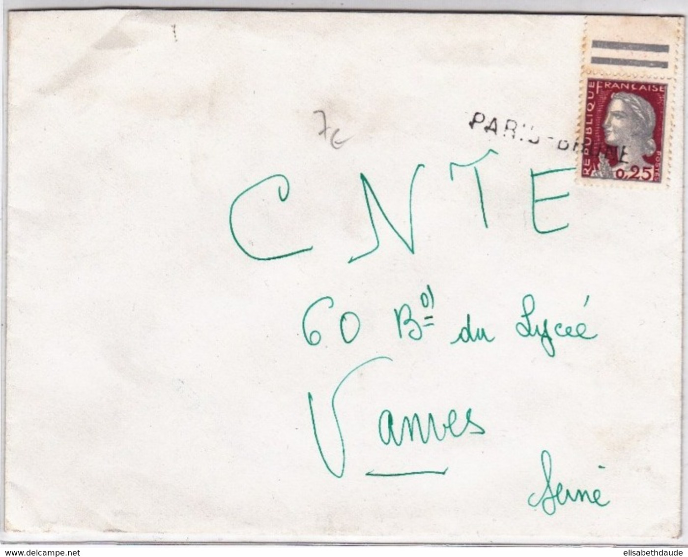DECARIS - ENVELOPPE Avec MARQUE LINEAIRE De PARIS-BRUNE En ANNULATION - 1961-....