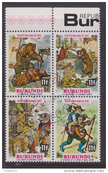 Burundi 1977 Tales By Aesop - The Hermit And The Bear -  The Fox And The Stork -The Litigiuos Cat The Blind And The Lame - Gebruikt