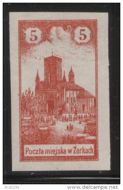 POLAND 1918 ZARKI LOCAL PROVISIONALS 1ST SERIES IMPERF 5H RED IMPERF FORGERY HM (*) - Nuovi