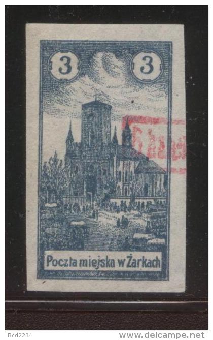 POLAND 1918 ZARKI LOCAL PROVISIONALS 2ND SERIES IMPERF 6H RED OPT ON 3H GREY-BLUE IMPERF FORGERY NG - Ongebruikt