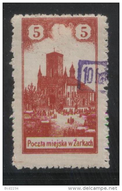 POLAND 1918 ZARKI LOCAL PROVISIONALS 2ND SERIES 10H VIOLET OPT ON 5H RED PERF FORGERY HM (*) - Nuevos