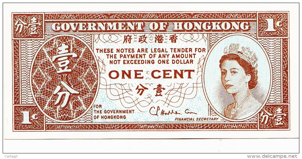 Billets - B1106 -  Hong-Kong   -  One Cent  ( Type, Nature, Valeur, état... Voir  Double Scan) - Hongkong