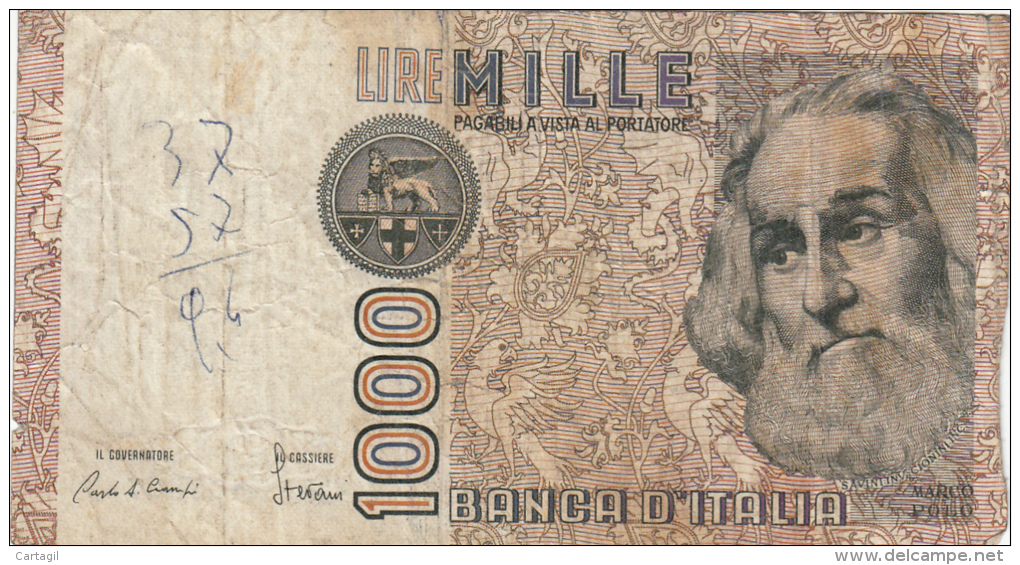 Billets - B1110 - Italie   -  1000 Lires  ( Type, Nature, Valeur, état... Voir  Double Scan) - 1000 Lire