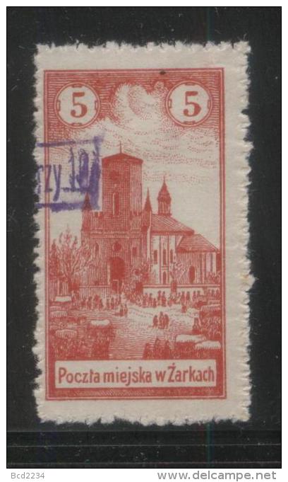 POLAND 1918 ZARKI LOCAL PROVISIONALS 2ND SERIES 10H VIOLET OPT ON 5H RED PERF FORGERY HM (*) - Nuevos