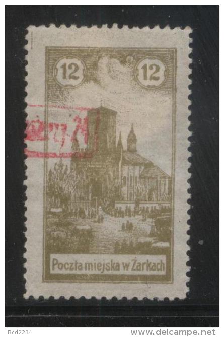 POLAND 1918 ZARKI LOCAL PROVISIONALS 2ND SERIES 24H RED OPT ON 12H OLIVE IMPERF FORGERY HM (*) - Neufs