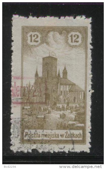 POLAND 1918 ZARKI LOCAL PROVISIONALS 2ND SERIES 24H RED OPT ON 12H OLIVE PERF FORGERY USED - Ungebraucht