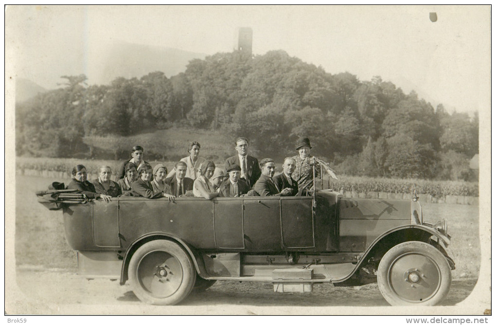 PRIX FIXE !!! BELLE CARTE PHOTO AUTOCAR  -  VOITURE - EXCURSION - LOURDES - DEPART POUR GAVARNIE - Bus & Autocars