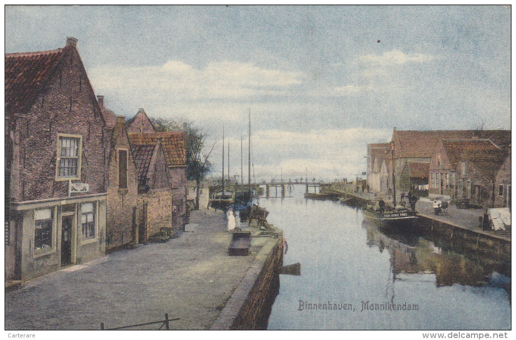 Cpa,1912,hollande Du Nord,BINNENHAVEN,MONNIKEN DAM,near Waterland,rare - Sonstige & Ohne Zuordnung