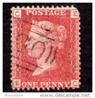 GB QV 1858-79 1d Plate 74, Corner Letters EC, Used - Gebruikt