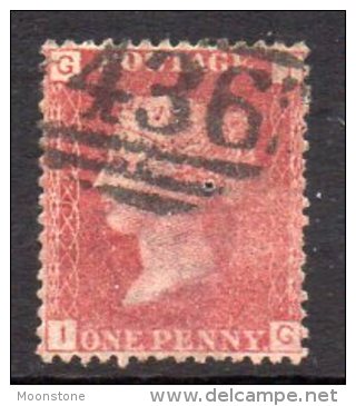 GB QV 1858-79 1d Plate 95, Corner Letters IG, Used - Gebruikt