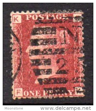 GB QV 1858-79 1d Plate 120, Corner Letters FK, Used - Oblitérés